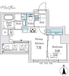 ジオエント秋葉原 4階1DKの間取り