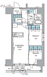 ルフォンプログレ上野御徒町 11階2LDKの間取り
