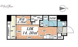 パークルール大手町 8階1LDKの間取り