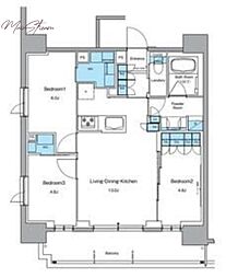 ルフォンプログレ上野御徒町 15階3LDKの間取り