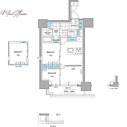 ルフォンプログレ本郷三丁目 11階2LDKの間取り
