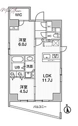 リテラス秋葉原イースト 15階2LDKの間取り