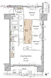 ブランシエスタ浅草蔵前 13階3LDKの間取り