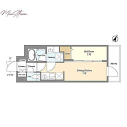 グランカーサ千駄木 2階1DKの間取り