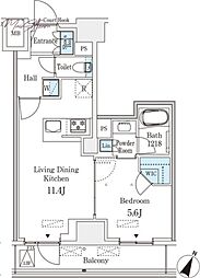 ベルファース神田神保町 13階1LDKの間取り