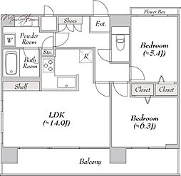 ＢｌｕＲｏｃｋ秋葉原 12階2LDKの間取り