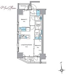 ルフォンプログレ上野稲荷町 9階2LDKの間取り
