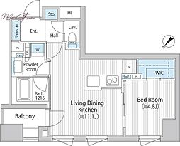 バウスフラッツ日本橋浜町 5階1LDKの間取り