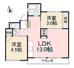 JR予讃線 香西駅 徒歩22分の賃貸マンション 5階2LDKの間取り