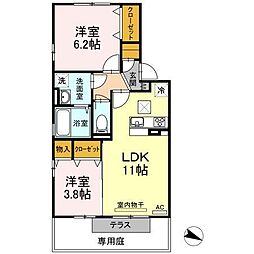 高松琴平電気鉄道長尾線 木太東口駅 徒歩14分の賃貸アパート 1階2LDKの間取り