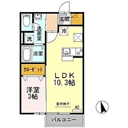 高松琴平電気鉄道長尾線 元山駅 徒歩12分の賃貸アパート 1階1LDKの間取り