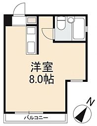 JR高徳線 栗林公園北口駅 徒歩16分の賃貸マンション 4階ワンルームの間取り