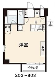 JR予讃線 高松駅 徒歩6分の賃貸マンション 2階1Kの間取り