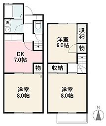 サンリッチB 3DKの間取図画像