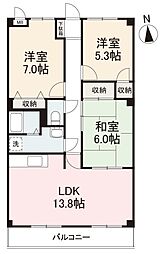 高松琴平電気鉄道長尾線 林道駅 徒歩19分の賃貸マンション 3階3LDKの間取り