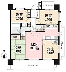 高松琴平電気鉄道志度線 春日川駅 徒歩7分の賃貸マンション 6階4LDKの間取り