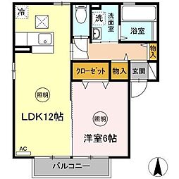 高松琴平電気鉄道志度線 春日川駅 徒歩9分の賃貸アパート 1階1LDKの間取り