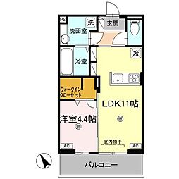 JR高徳線 昭和町駅 徒歩9分の賃貸アパート 2階1LDKの間取り