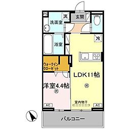 JR高徳線 昭和町駅 徒歩9分の賃貸アパート 2階1LDKの間取り