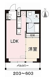 JR予讃線 高松駅 徒歩7分の賃貸マンション 2階1LDKの間取り
