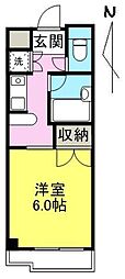 JR高徳線 屋島駅 徒歩8分の賃貸マンション 2階1Kの間取り