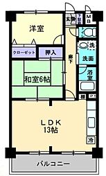高松琴平電気鉄道長尾線 林道駅 徒歩7分の賃貸マンション 2階2LDKの間取り