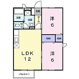 高松琴平電気鉄道長尾線 池戸駅 3.1kmの賃貸アパート 2階2LDKの間取り