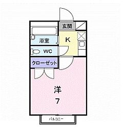 高松琴平電気鉄道琴平線 三条駅 徒歩20分の賃貸アパート 2階1Kの間取り