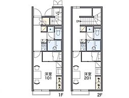 JR高徳線 木太町駅 徒歩4分の賃貸アパート 2階1Kの間取り
