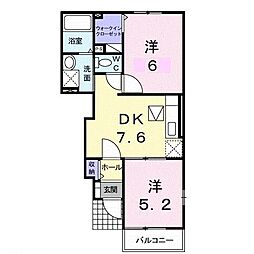 高松琴平電気鉄道長尾線 元山駅 徒歩18分の賃貸アパート 1階2DKの間取り