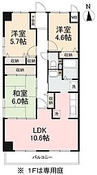 JR高徳線 屋島駅 徒歩6分の賃貸マンション 3階3LDKの間取り