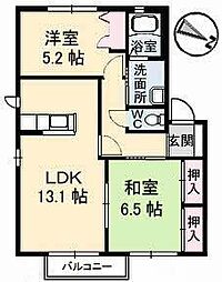 高松琴平電気鉄道志度線 六万寺駅 徒歩9分の賃貸アパート 1階2LDKの間取り