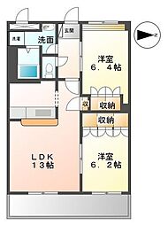 高松琴平電気鉄道長尾線 池戸駅 徒歩33分の賃貸アパート 3階2LDKの間取り