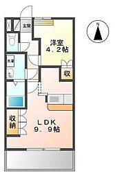香川県高松市上天神町212-2の賃貸アパート 1階1LDKの間取り