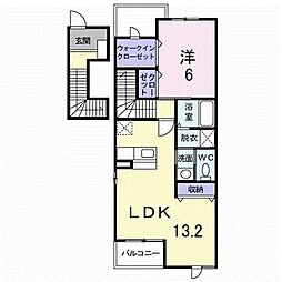 JR予讃線 端岡駅 徒歩23分の賃貸アパート 2階1LDKの間取り