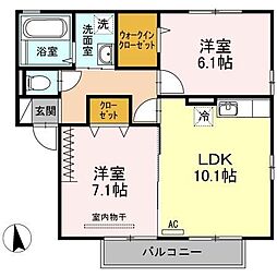 高松琴平電気鉄道長尾線 木太東口駅 徒歩4分の賃貸アパート 2階2LDKの間取り
