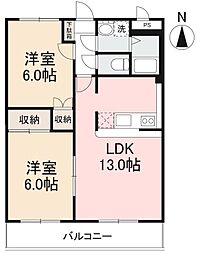 高松琴平電気鉄道長尾線 高田駅 徒歩18分の賃貸マンション 1階2LDKの間取り
