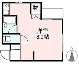 JR高徳線 昭和町駅 徒歩4分の賃貸マンション 3階ワンルームの間取り