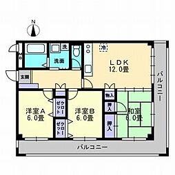 高松琴平電気鉄道長尾線 林道駅 徒歩23分の賃貸マンション 2階3LDKの間取り
