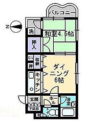 JR予讃線 高松駅 徒歩10分の賃貸マンション 6階2Kの間取り