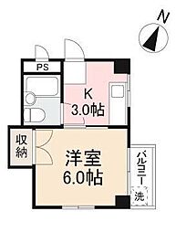 JR高徳線 栗林公園北口駅 徒歩7分の賃貸マンション 3階1Kの間取り