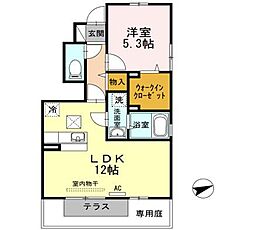 高松琴平電気鉄道琴平線 一宮駅 5.1kmの賃貸アパート 1階1LDKの間取り
