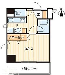 JR予讃線 高松駅 徒歩8分の賃貸マンション 9階1Kの間取り