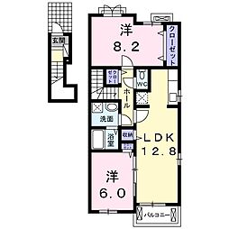 高松琴平電気鉄道琴平線 太田駅 徒歩32分の賃貸アパート 2階2LDKの間取り