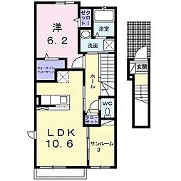 高松琴平電気鉄道琴平線 三条駅 徒歩29分の賃貸アパート 2階1LDKの間取り