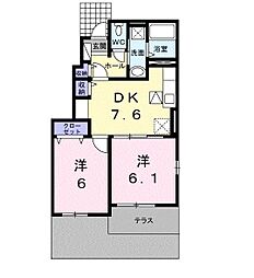 高松琴平電気鉄道長尾線 池戸駅 徒歩32分の賃貸アパート 1階2DKの間取り