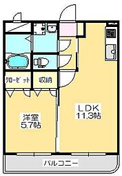高松琴平電気鉄道長尾線 元山駅 徒歩19分の賃貸マンション 2階1LDKの間取り