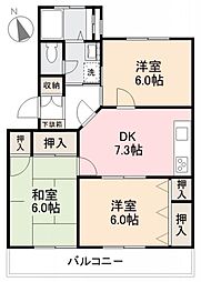 高松琴平電気鉄道長尾線 木太東口駅 徒歩5分の賃貸マンション 2階3DKの間取り