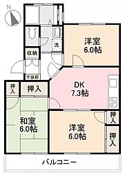 高松琴平電気鉄道長尾線 木太東口駅 徒歩5分の賃貸マンション 3階3DKの間取り