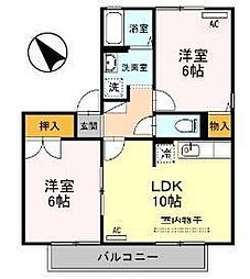 JR高徳線 木太町駅 徒歩7分の賃貸アパート 2階2LDKの間取り
